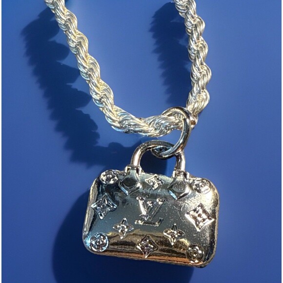 Unbranded Silver Tone Fashion Bag Design Charm w/ 18” .925 Stamped Necklace L-V - Picture 7 of 12